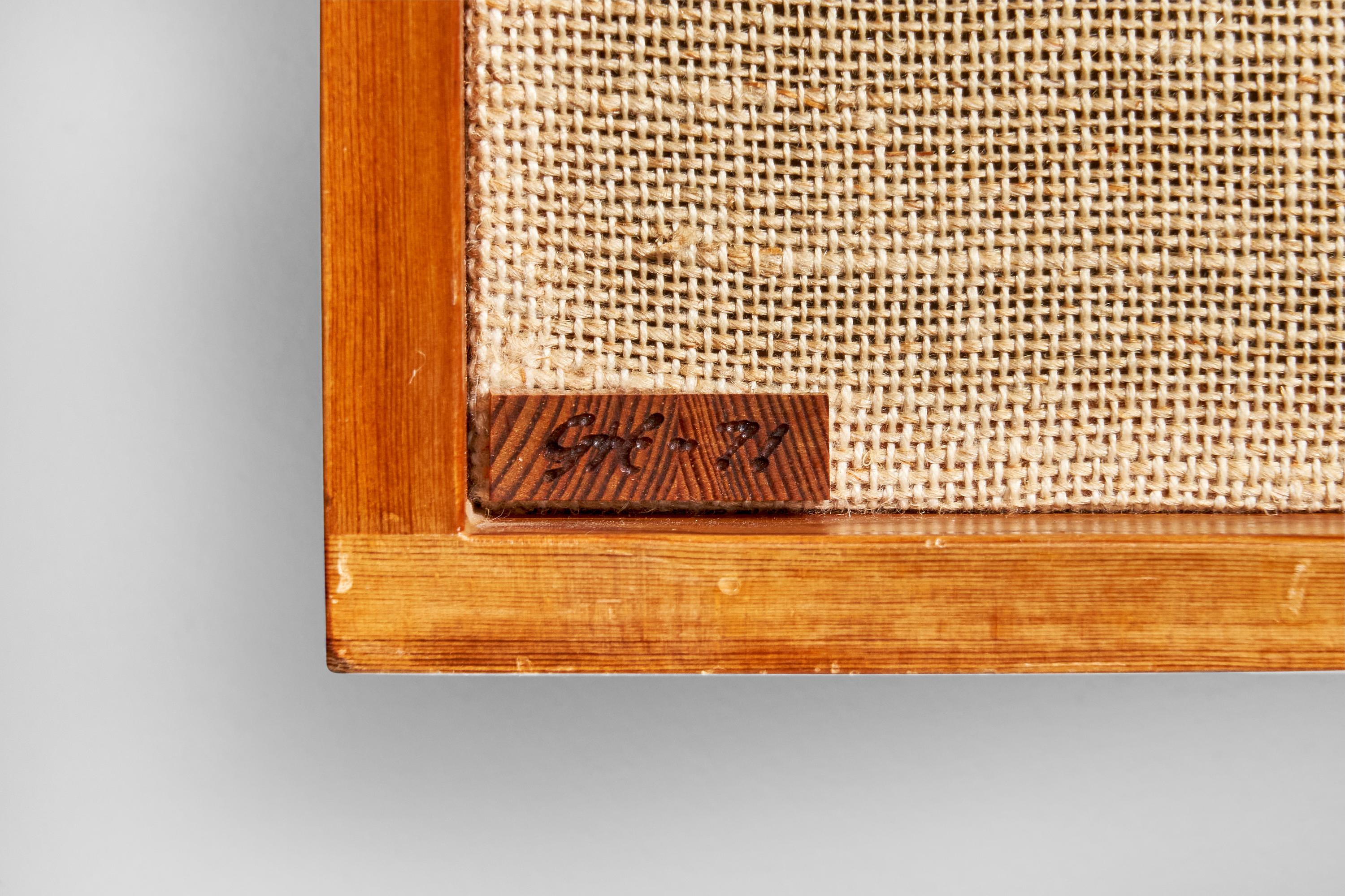 Designer suédois, applique murale, pin, raphia, Suède, 1971 en vente 8