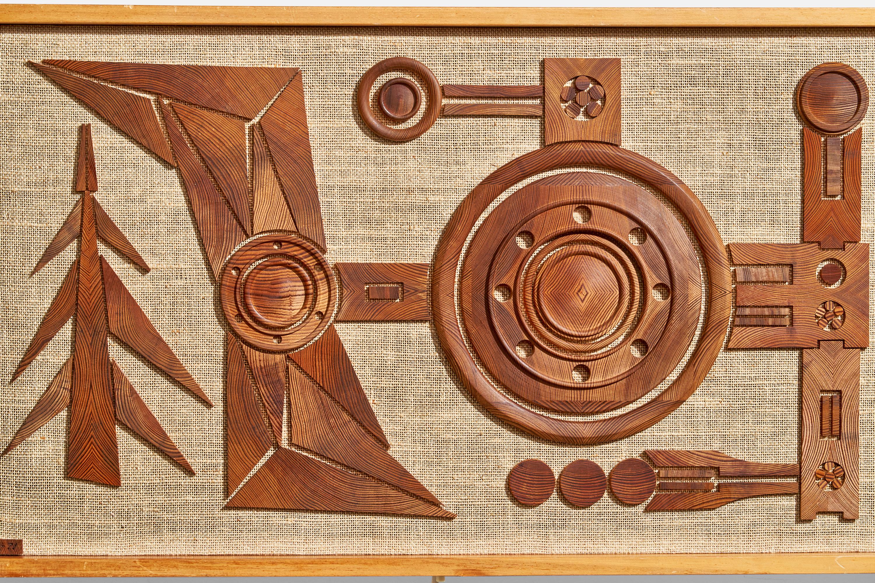 Designer suédois, applique murale, pin, raphia, Suède, 1971 en vente 3