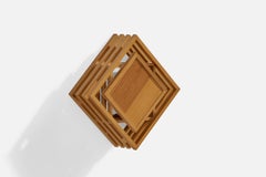 Schwedische Designerin, Wandleuchte, Kiefernholz, Schweden, 1970er Jahre