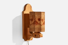 Swedish Designer, Wall Light, Pine, Sweden, 1970s