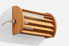 Swedish Designer, Wall Light, Pine, Sweden, 1970s