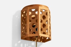 Swedish Designer, Wall Light, Pine, Sweden, 1970s
