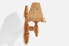 Swedish Designer, Wall Light, Pine, Sweden, 1970s