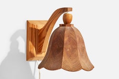 Swedish Designer, Wall Light, Pine, Sweden, 1970s