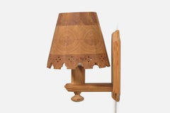 Swedish Designer, Wall Light, Pine, Sweden, 1970s