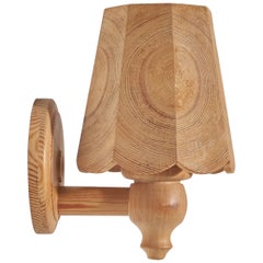 Swedish Designer, Wall Light, Pine, Sweden, 1970s