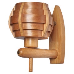 Swedish Designer, Wall Light, Pine, Sweden, 1970s