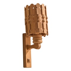 Swedish Designer, Wall Light, Pine, Sweden, 1970s