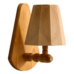 Swedish Designer, Wall Light, Pine, Sweden, 1970s