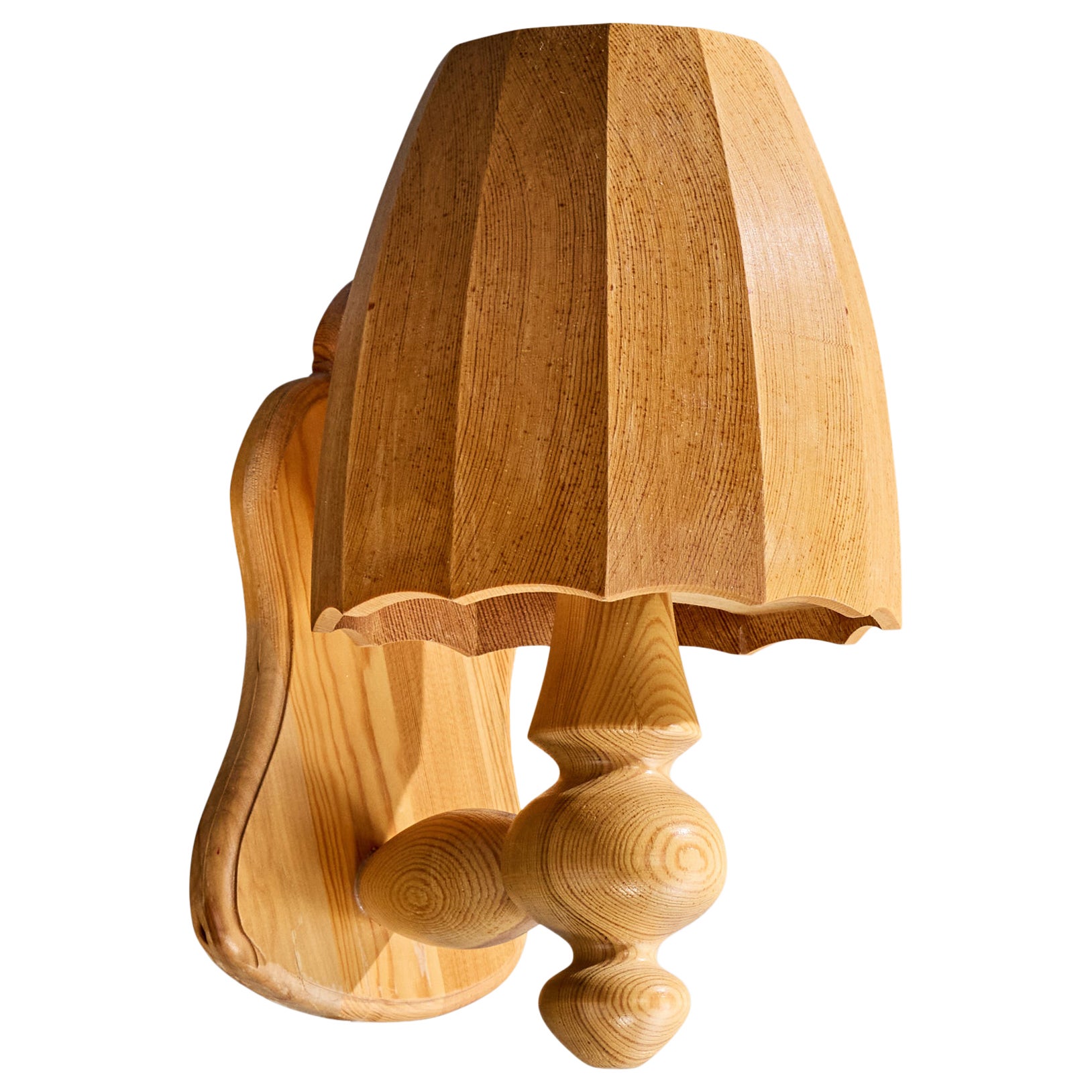 Swedish Designer, Wall Light, Pine, Sweden, 1970s