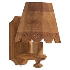 Swedish Designer, Wall Light, Pine, Sweden, 1970s