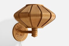 Swedish Designer, Wall Light, Pine, Sweden, 1970s