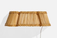 Swedish Designer, Wall Light, Straw, Metal, Sweden, 1970s