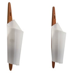 Swedish Designer, Wall Light, Teak, Acrylic, Sweden, 1950s