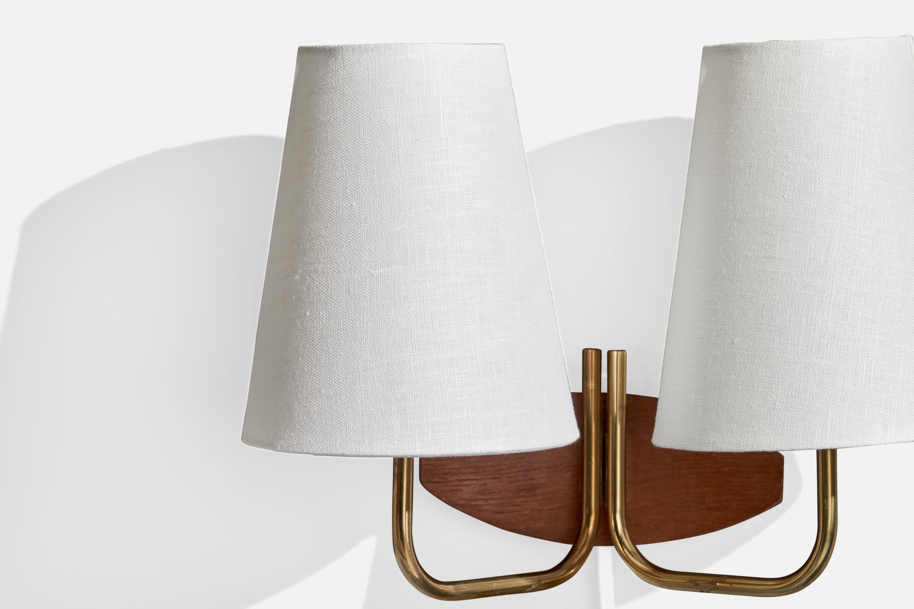 Design/One, Design-Light, Teck, Laiton, Tissu, Suède, années 1950 Bon état - En vente à High Point, NC