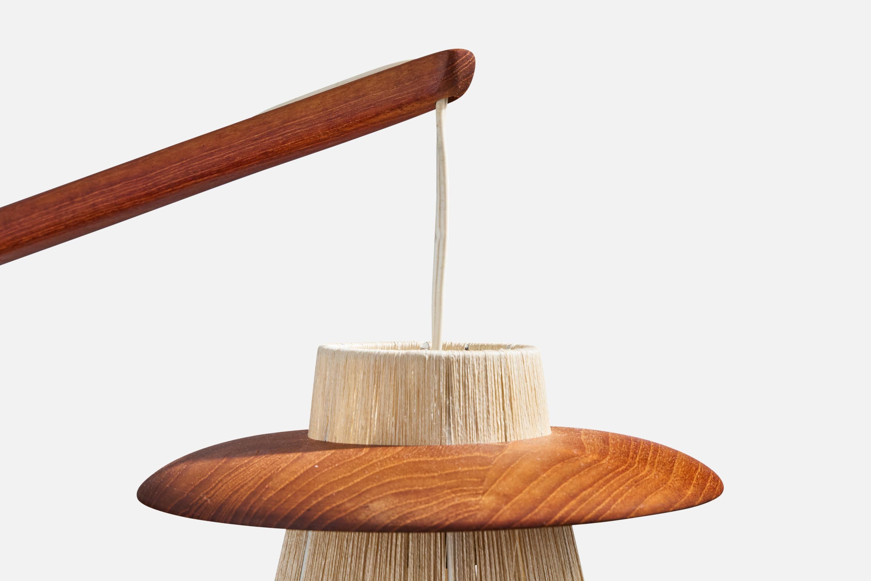 Tessuto Lampada da parete di design svedese, teak, tessuto, Svezia, anni '50 in vendita