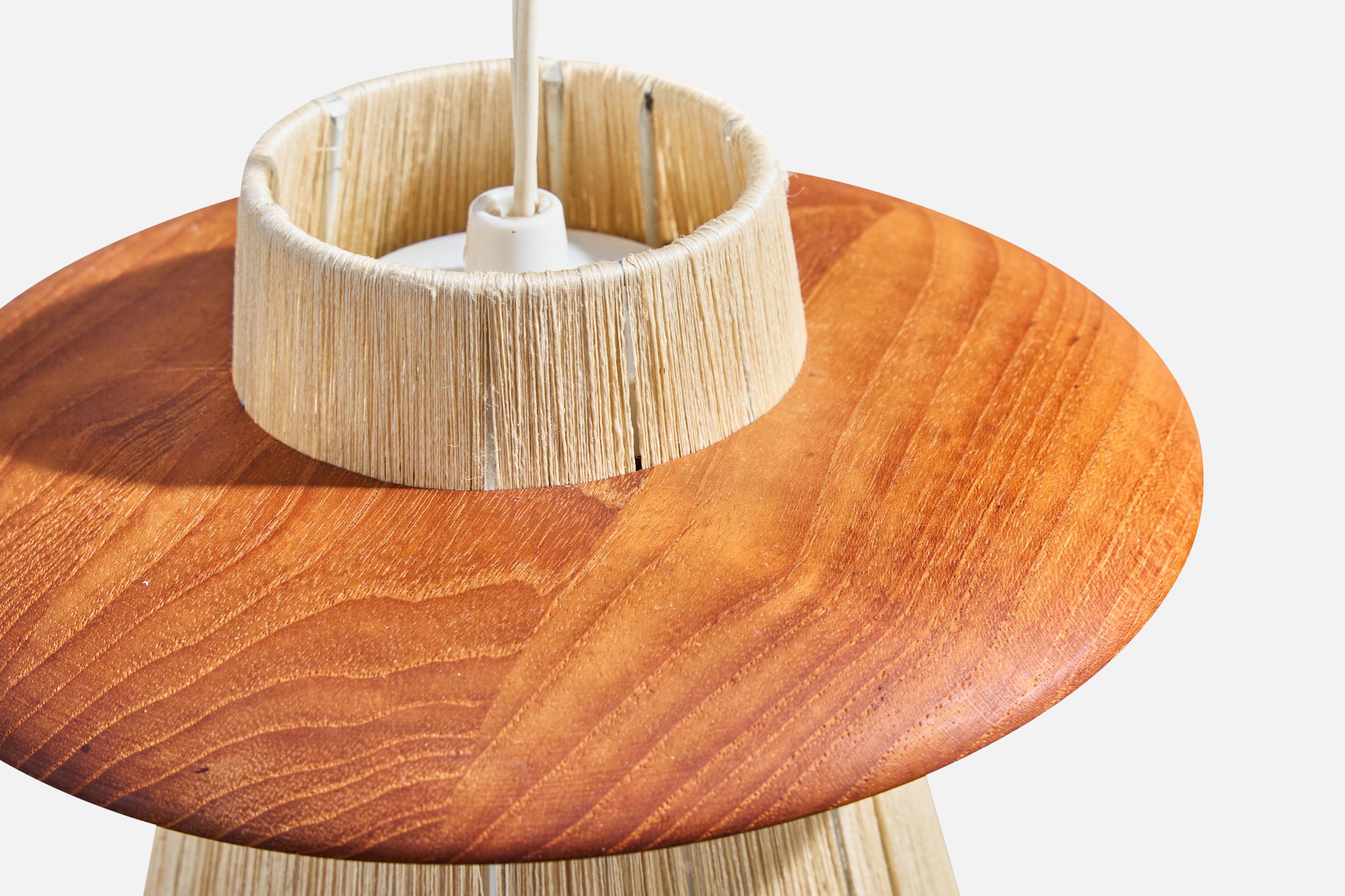 Lampada da parete di design svedese, teak, tessuto, Svezia, anni '50 in vendita 1