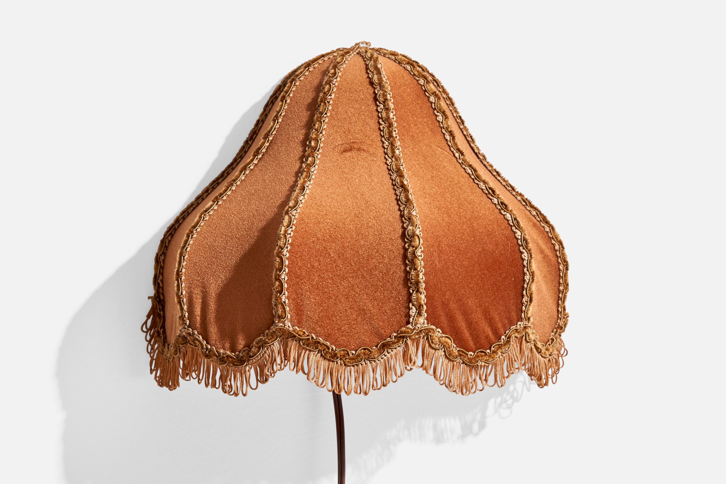 Swedish Designer, Wall Light, Velvet, Sweden, 1970s For Sale 1