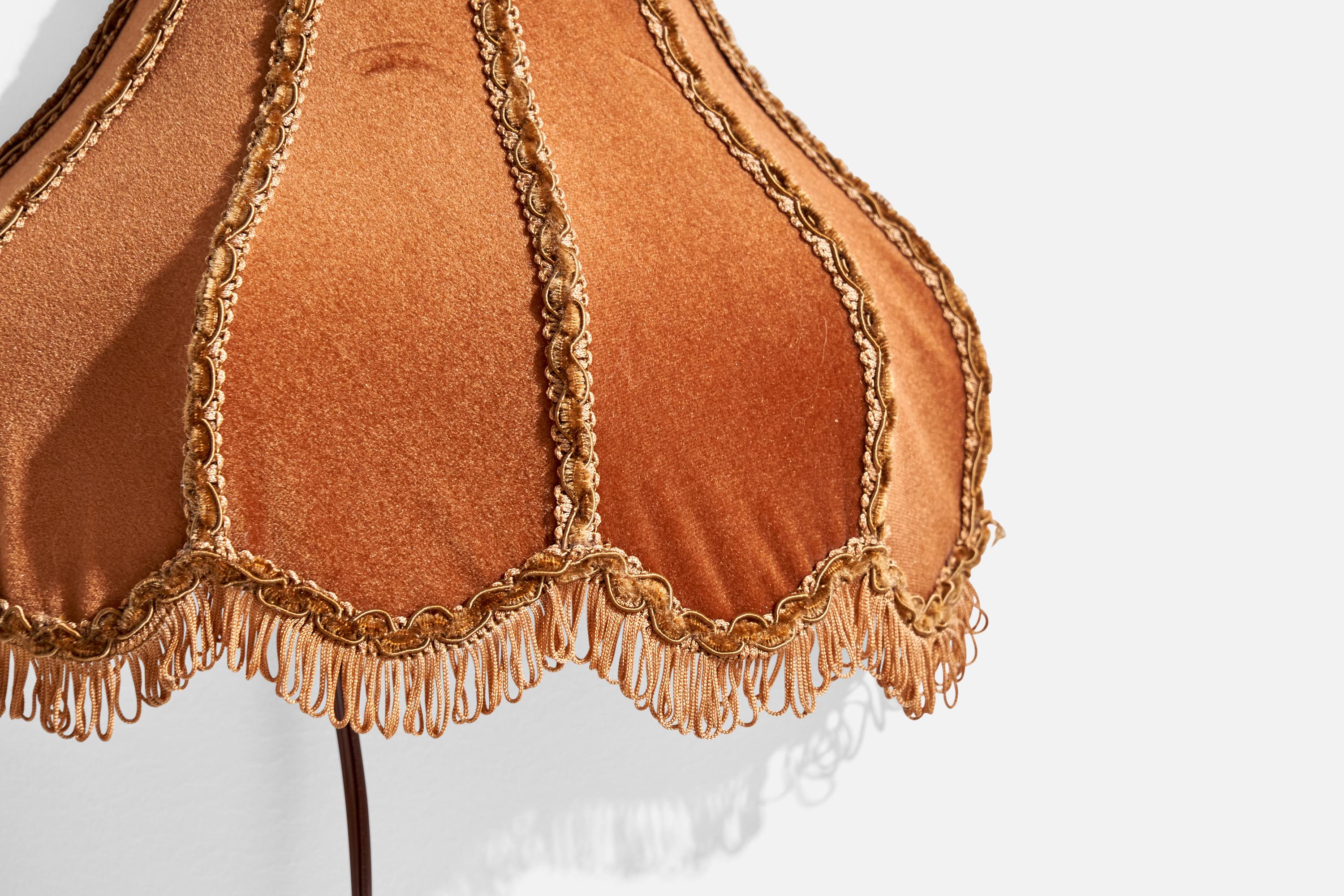 Swedish Designer, Wall Light, Velvet, Sweden, 1970s For Sale 4