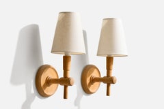 Designer svedese, lampade da parete, betulla, tessuto, Svezia, anni '70