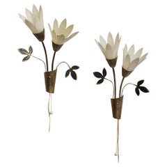 Schwedischer Designer, Wandleuchten, Messing, Acryl, Schweden, 1960er