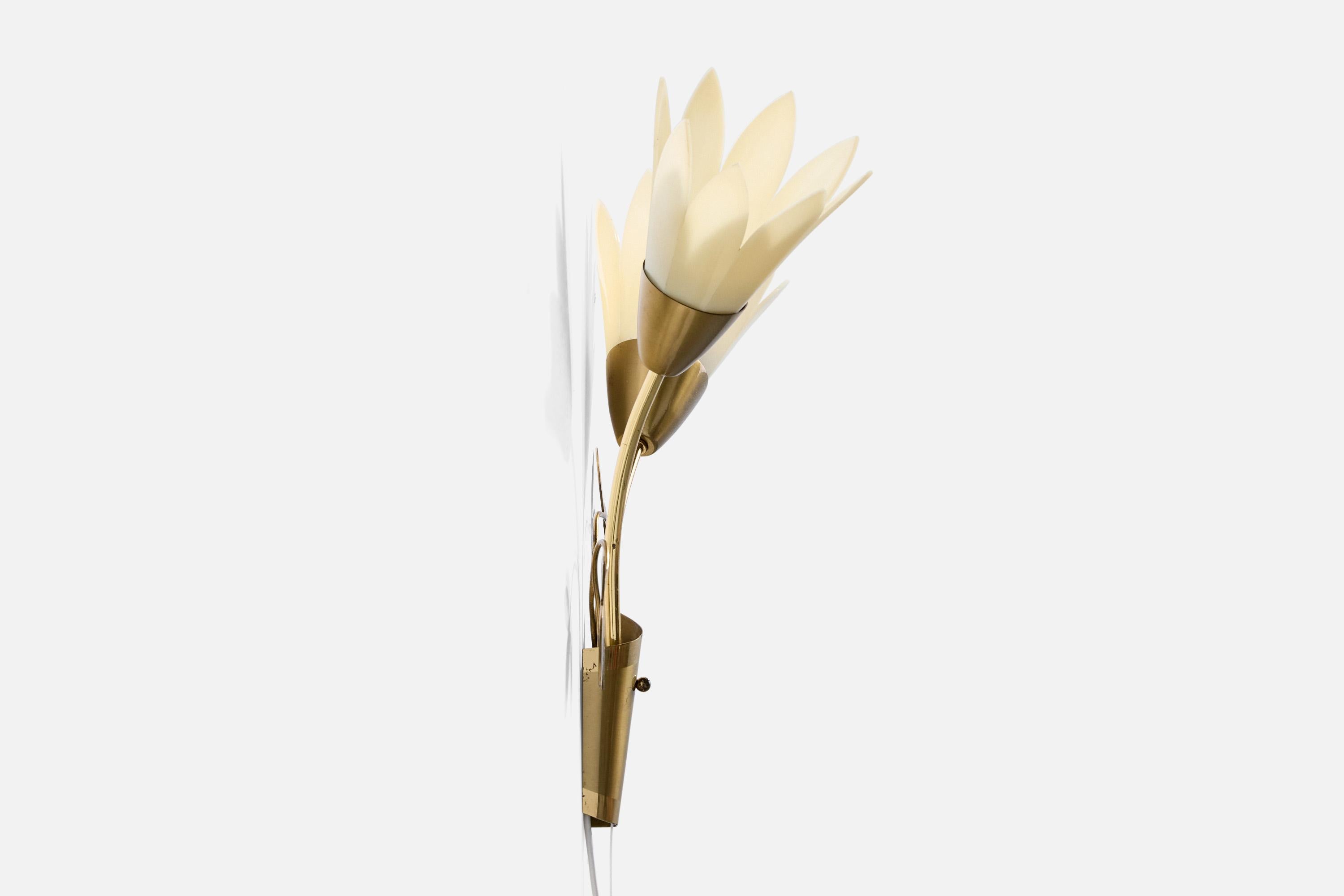 Late 20th Century Swedish Designer, Wall Lights, Brass, Acrylic, Sweden, 1970s