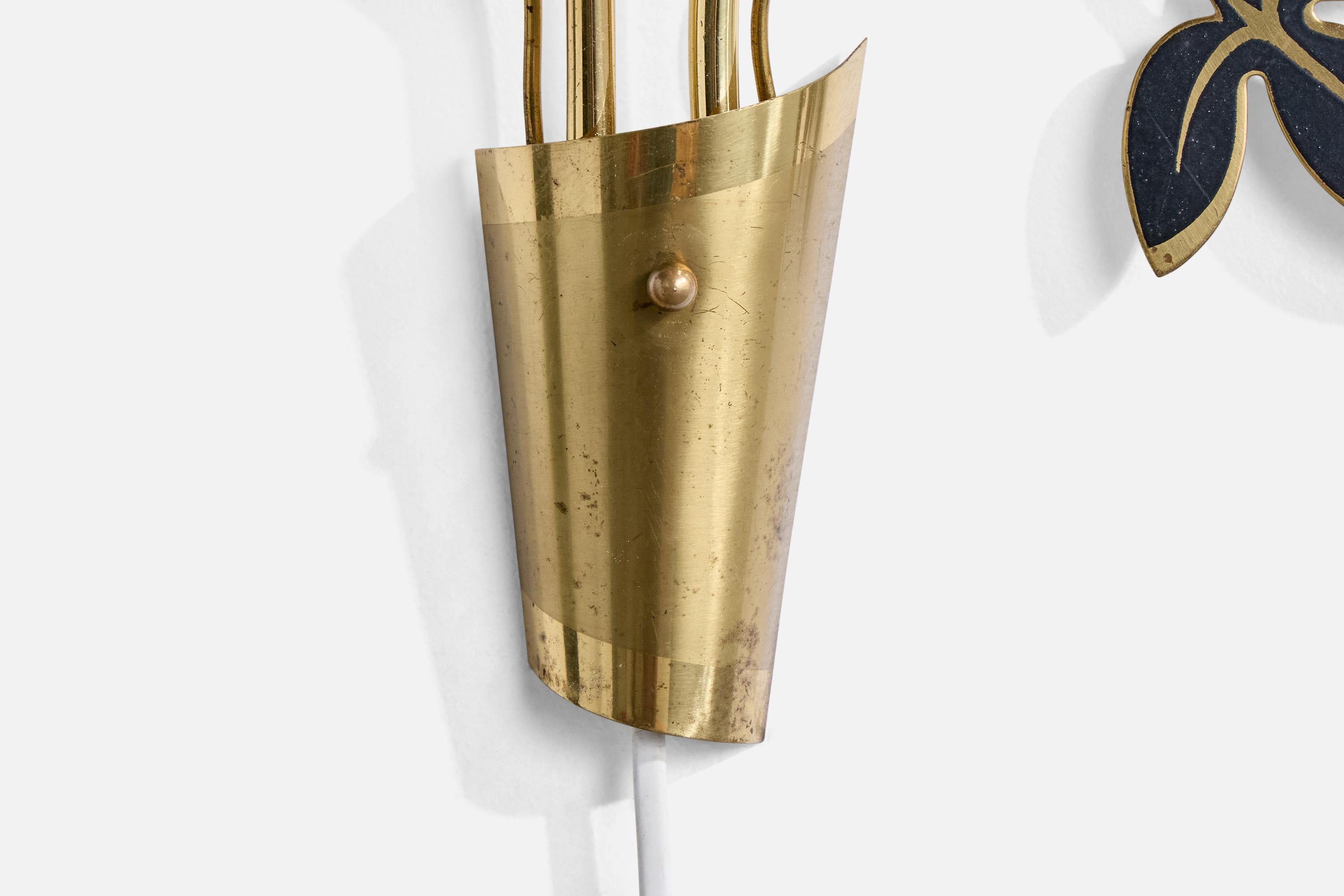 Swedish Designer, Wall Lights, Brass, Acrylic, Sweden, 1970s 1