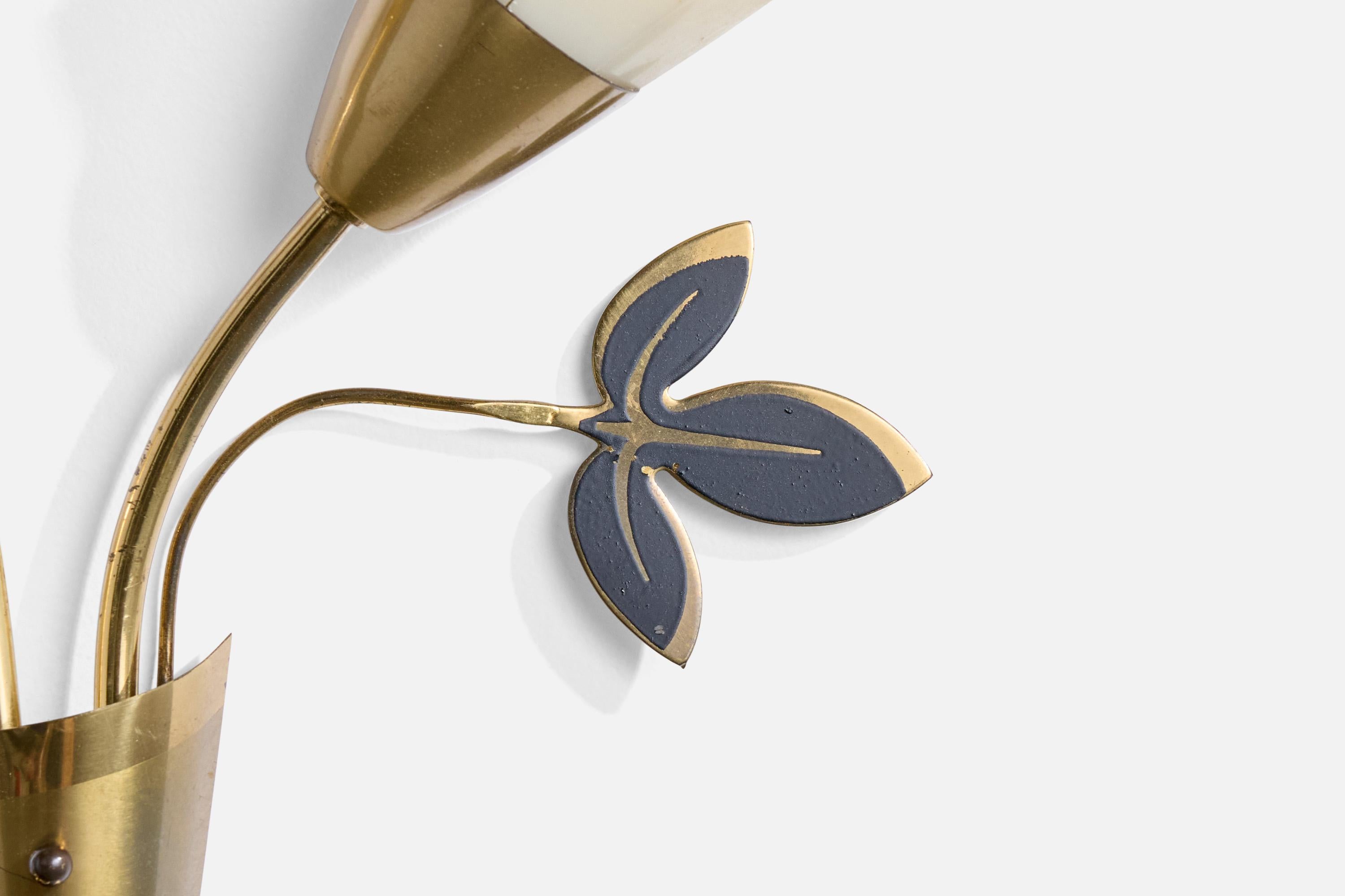 Swedish Designer, Wall Lights, Brass, Acrylic, Sweden, 1970s 3