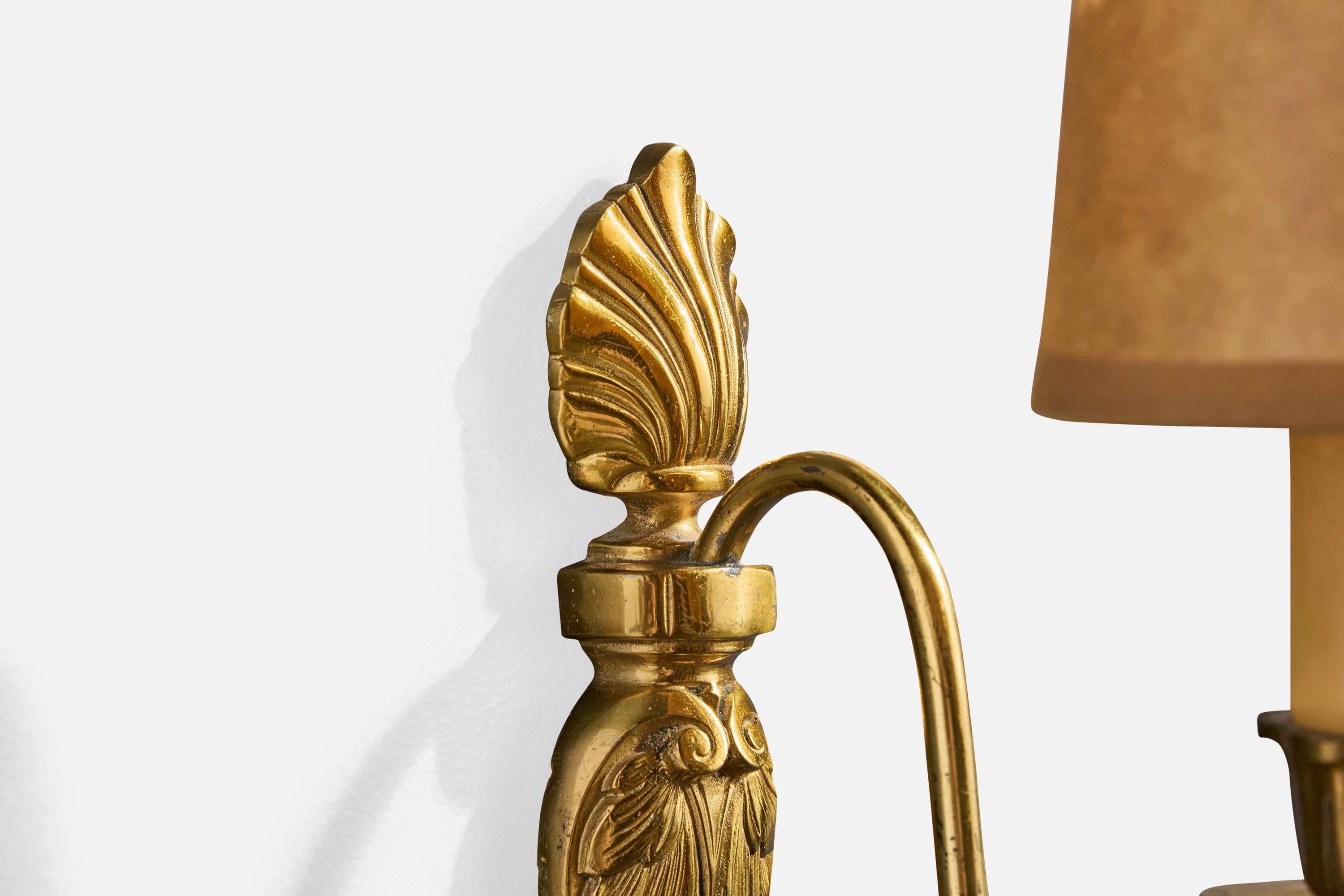 Mid-20th Century Swedish Designer, Wall Lights, Brass, Bakelite, Parchment, Sweden, 1940s For Sale