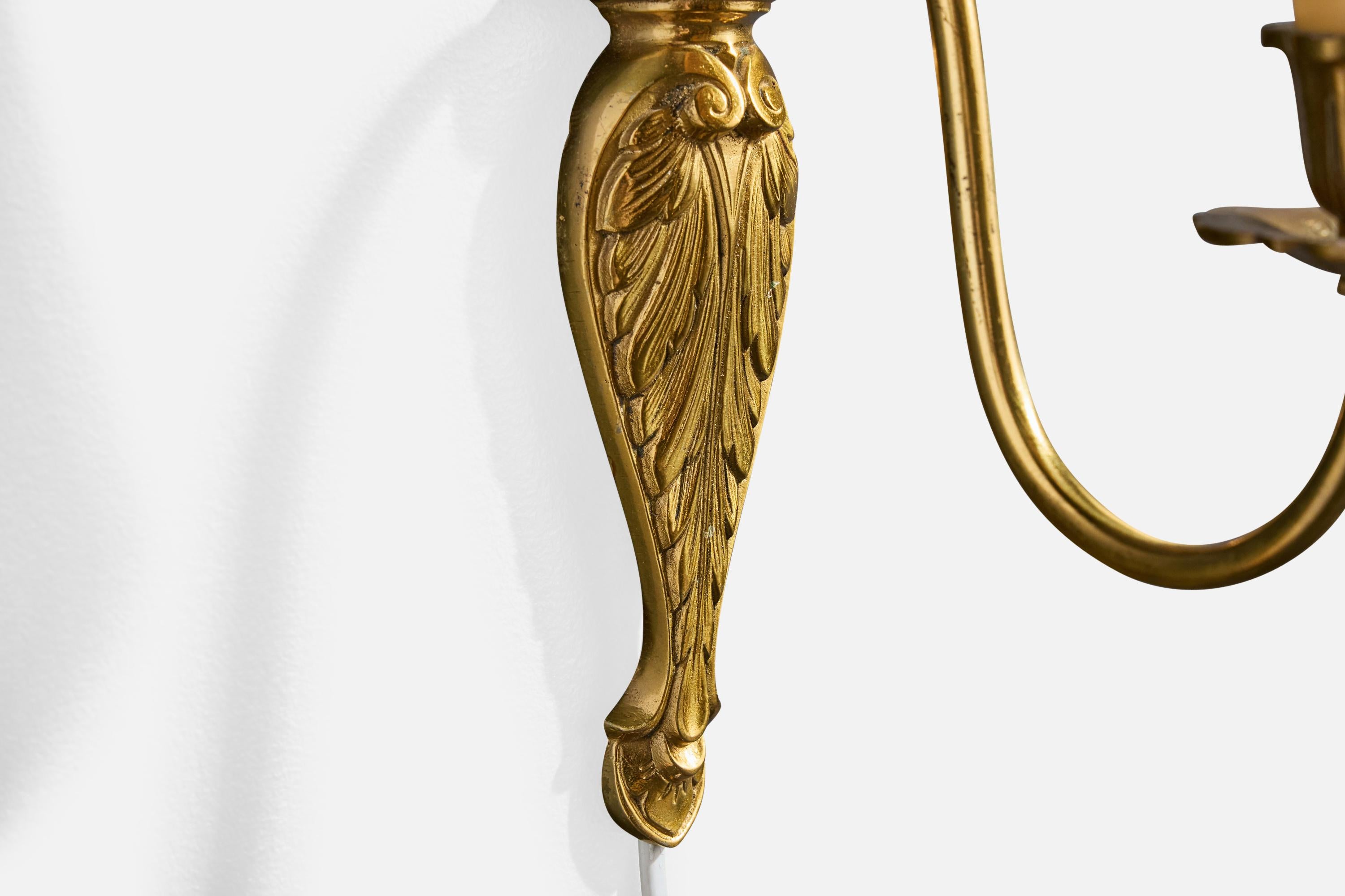 Swedish Designer, Wall Lights, Brass, Bakelite, Parchment, Sweden, 1940s For Sale 1