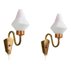 Design/One, appliques, laiton, cuivre, verre, Suède, années 1950
