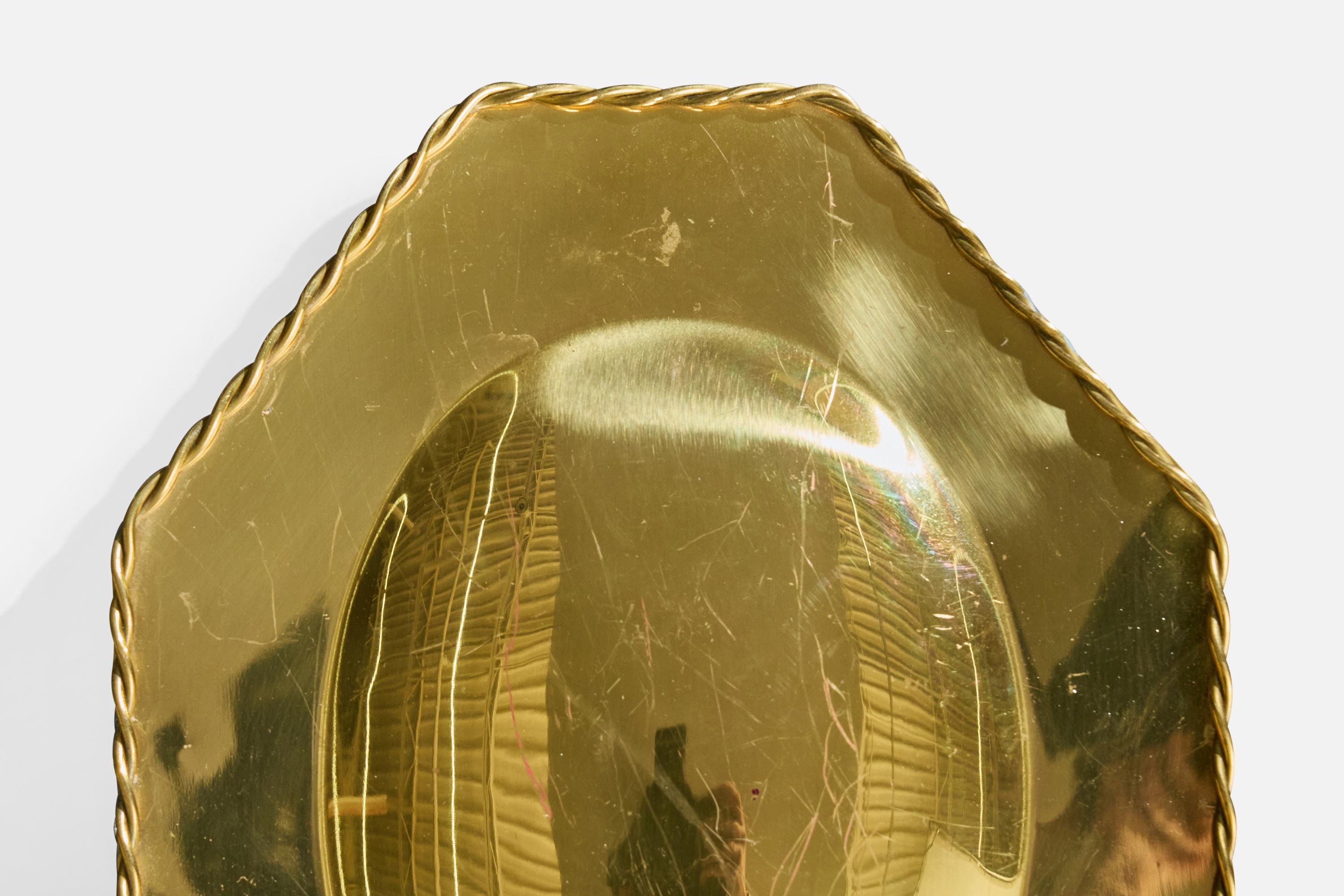 Diseñador sueco, apliques de pared, latón, tela, Suecia, década de 1940 en venta 3