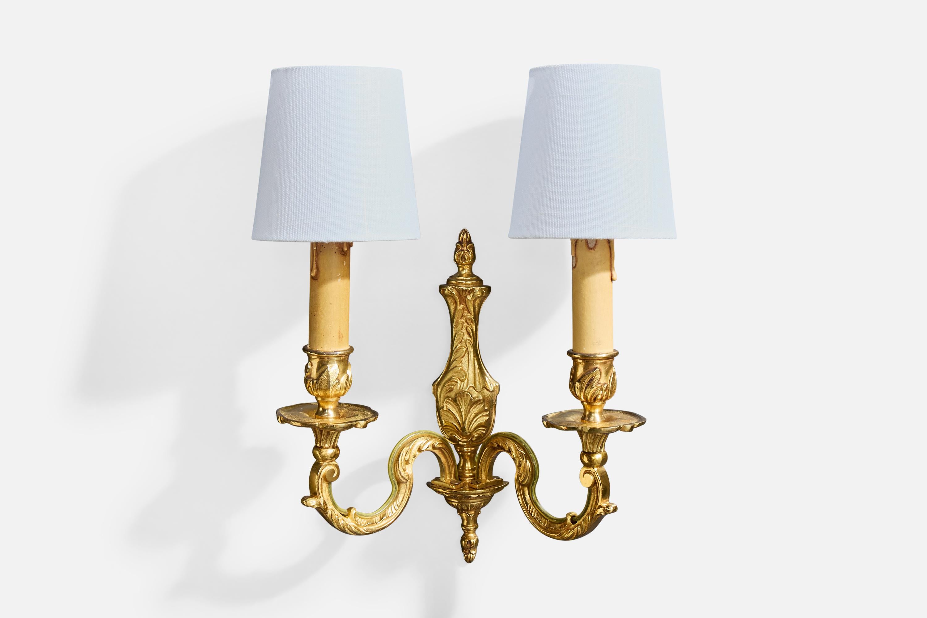 Svedese Designer svedese, applique, ottone, tessuto, Svezia, anni '40 in vendita