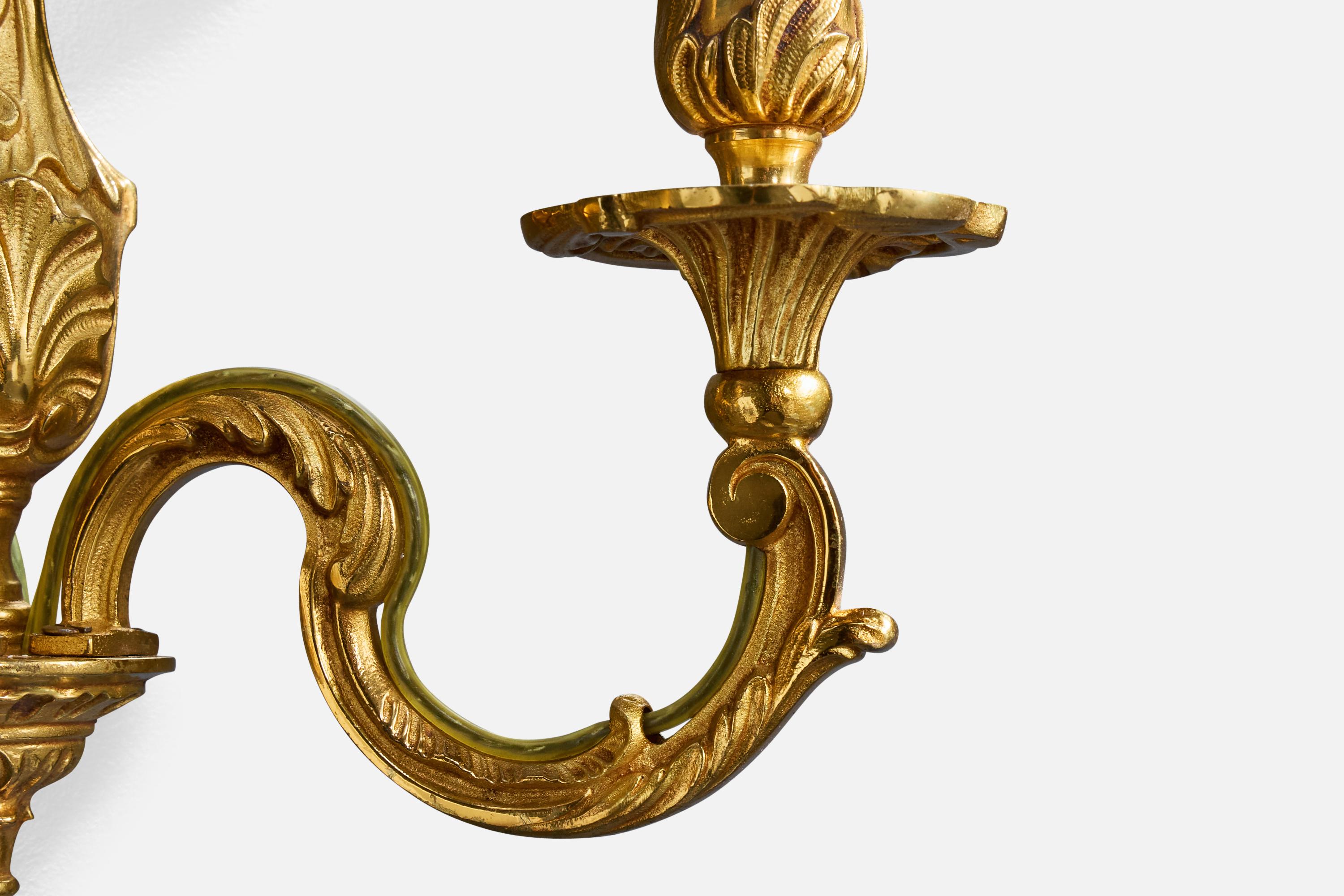 Ottone Designer svedese, applique, ottone, tessuto, Svezia, anni '40 in vendita