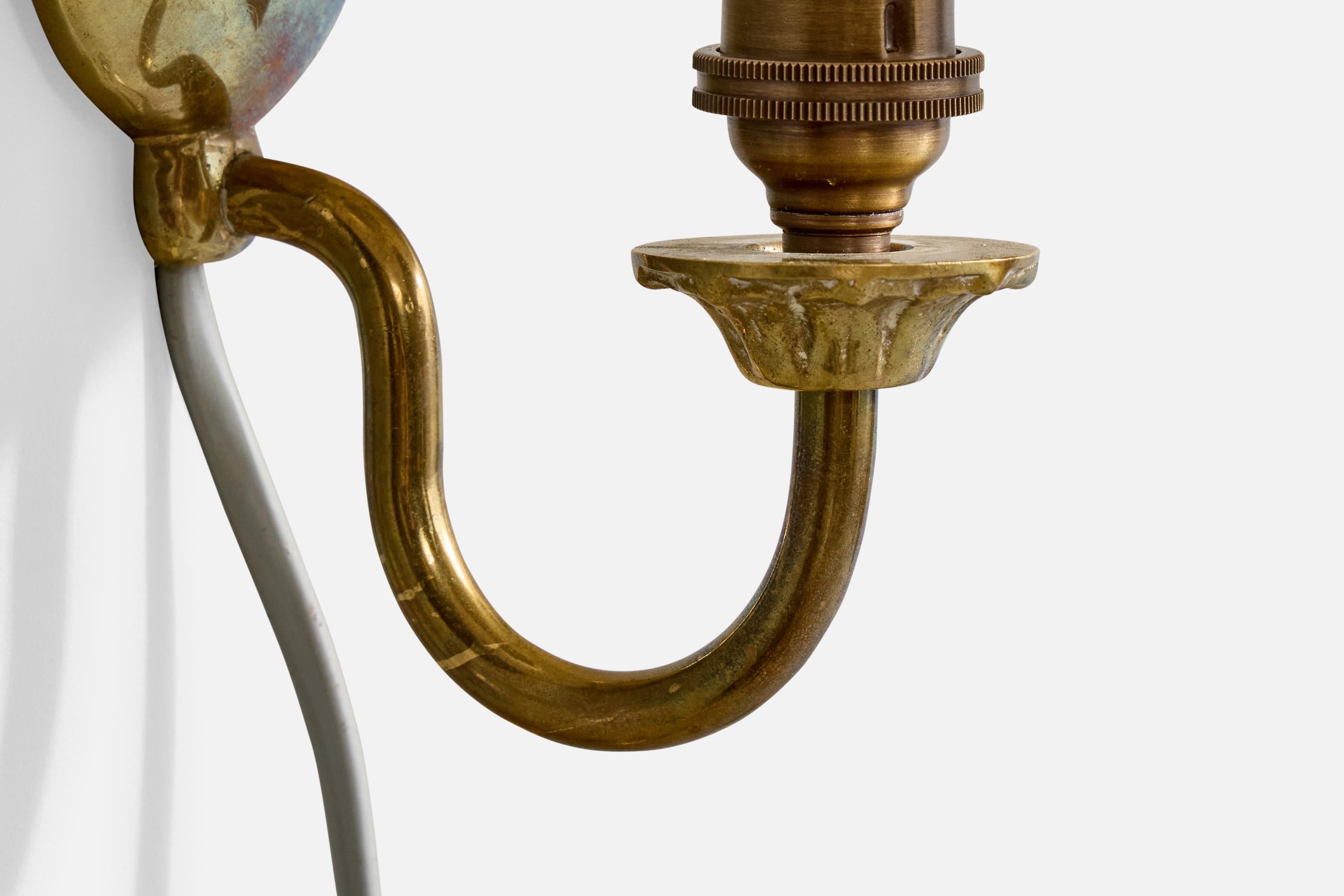 Swedish Designer, Wall Lights, Brass, Fabric, Sweden, 1940s en vente 1