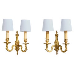 Designer suédois, Lights murales, laiton, tissu, Suède, années 1940