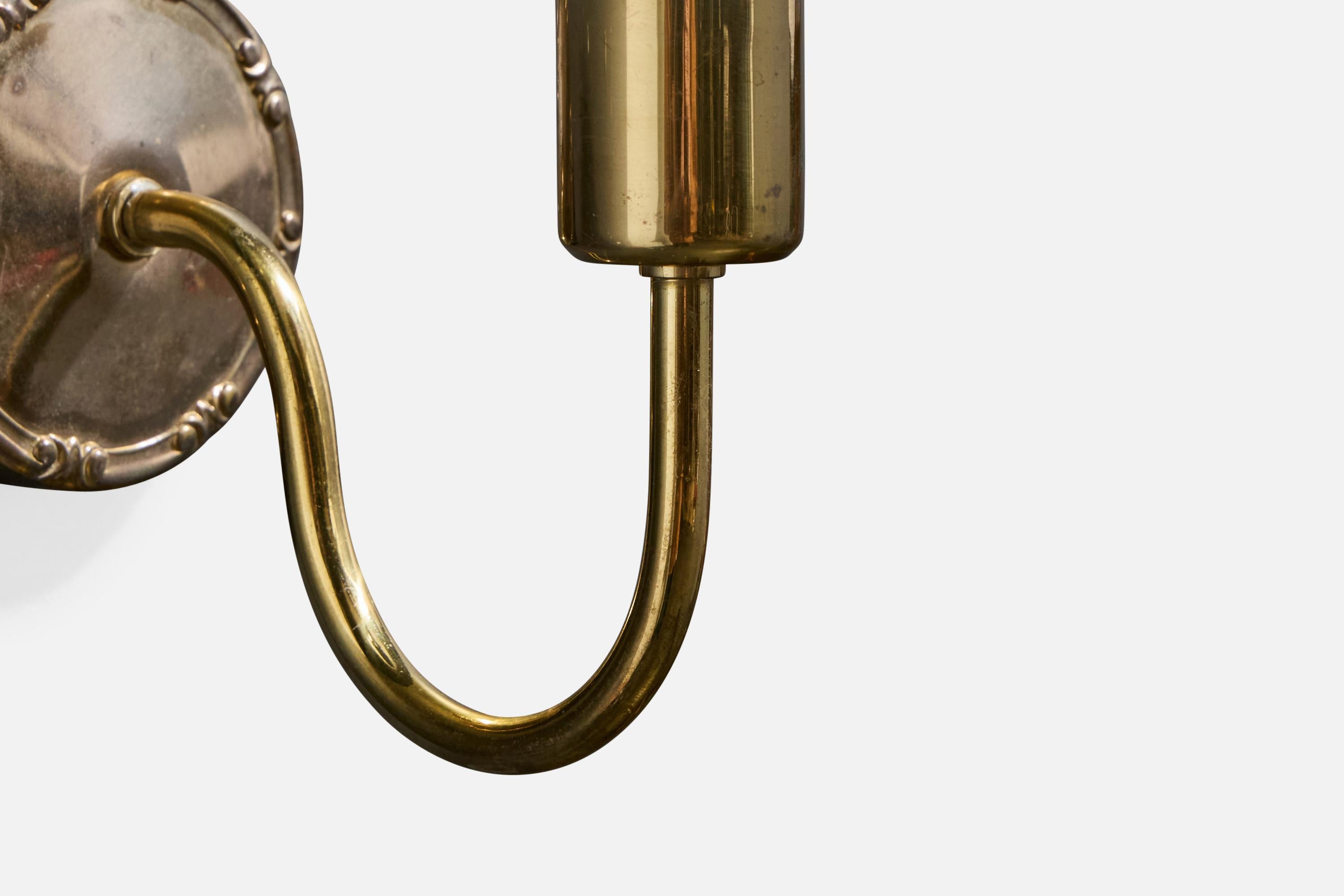 Tissu Designer suédois, Lights murales, laiton, tissu, Suède, années 1950 en vente