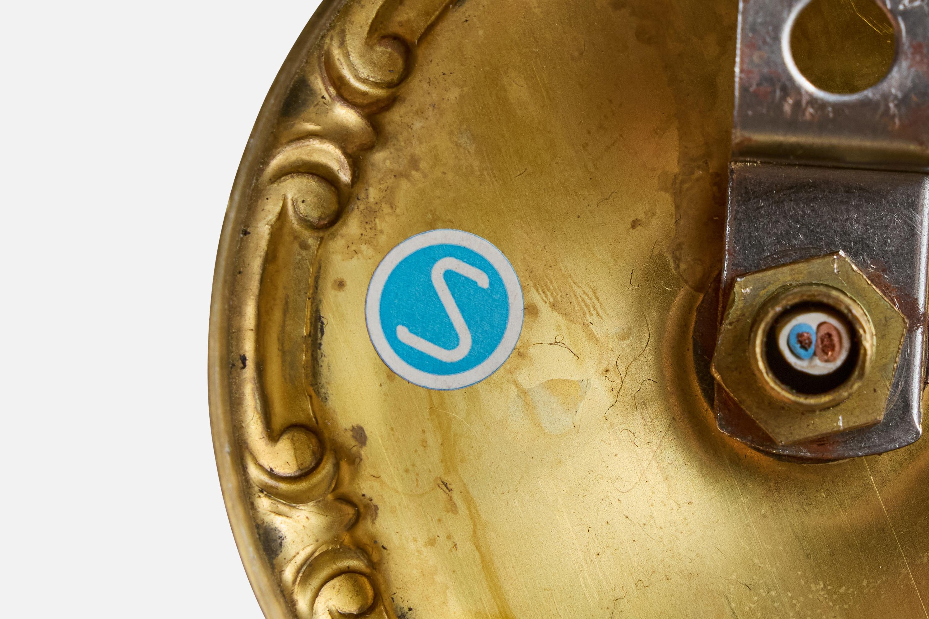 Designer suédois, Lights murales, laiton, tissu, Suède, années 1950 en vente 2