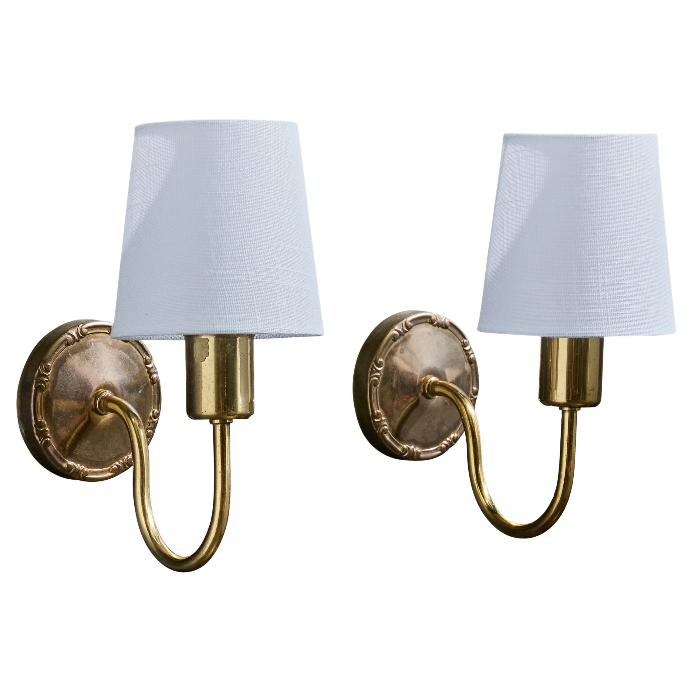 Designer svedese, applique, ottone, tessuto, Svezia, anni 
1950