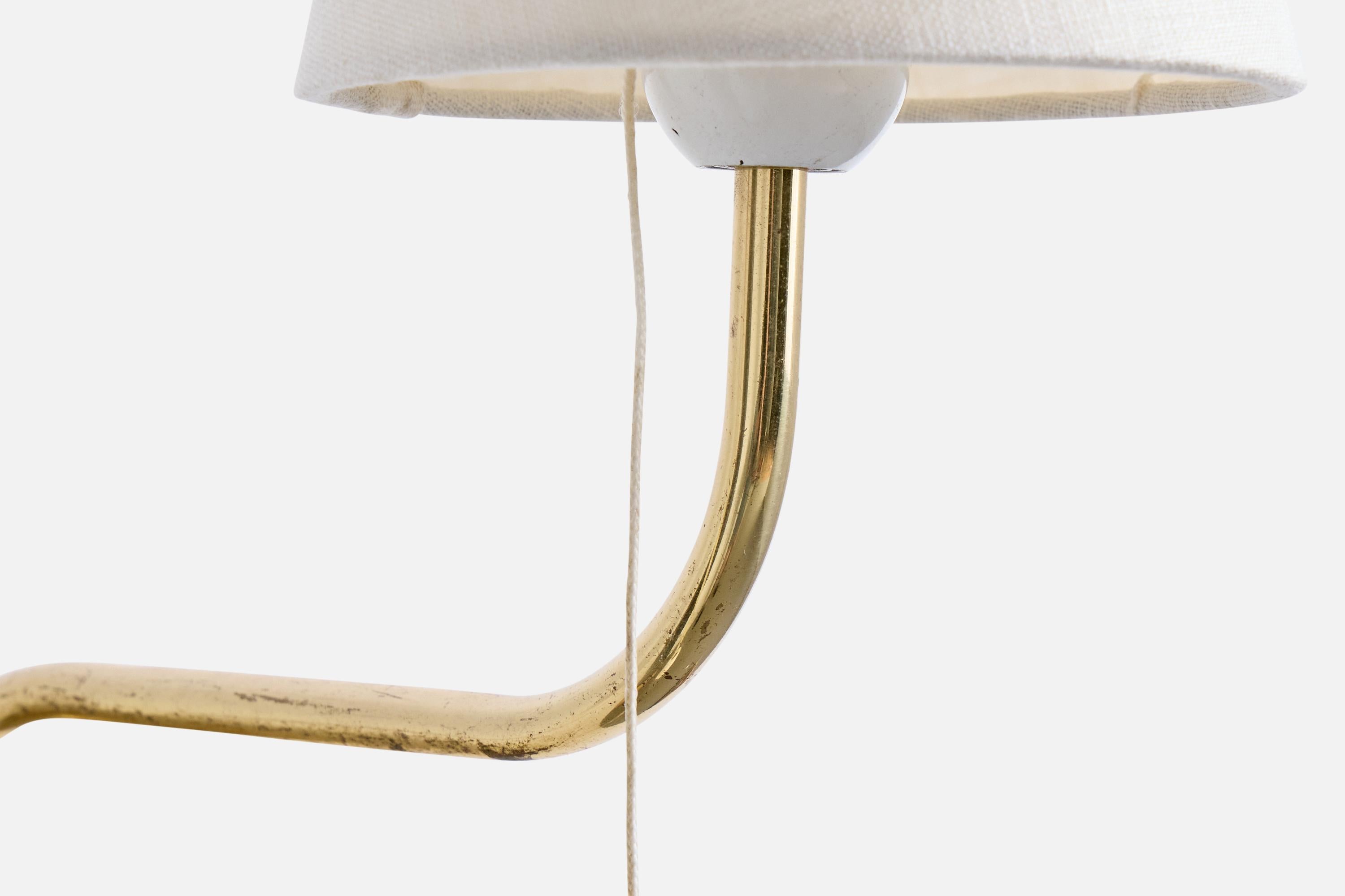 Swedish Designer, Wall Lights, Brass, Fabric, Sweden, 1980s For Sale 4