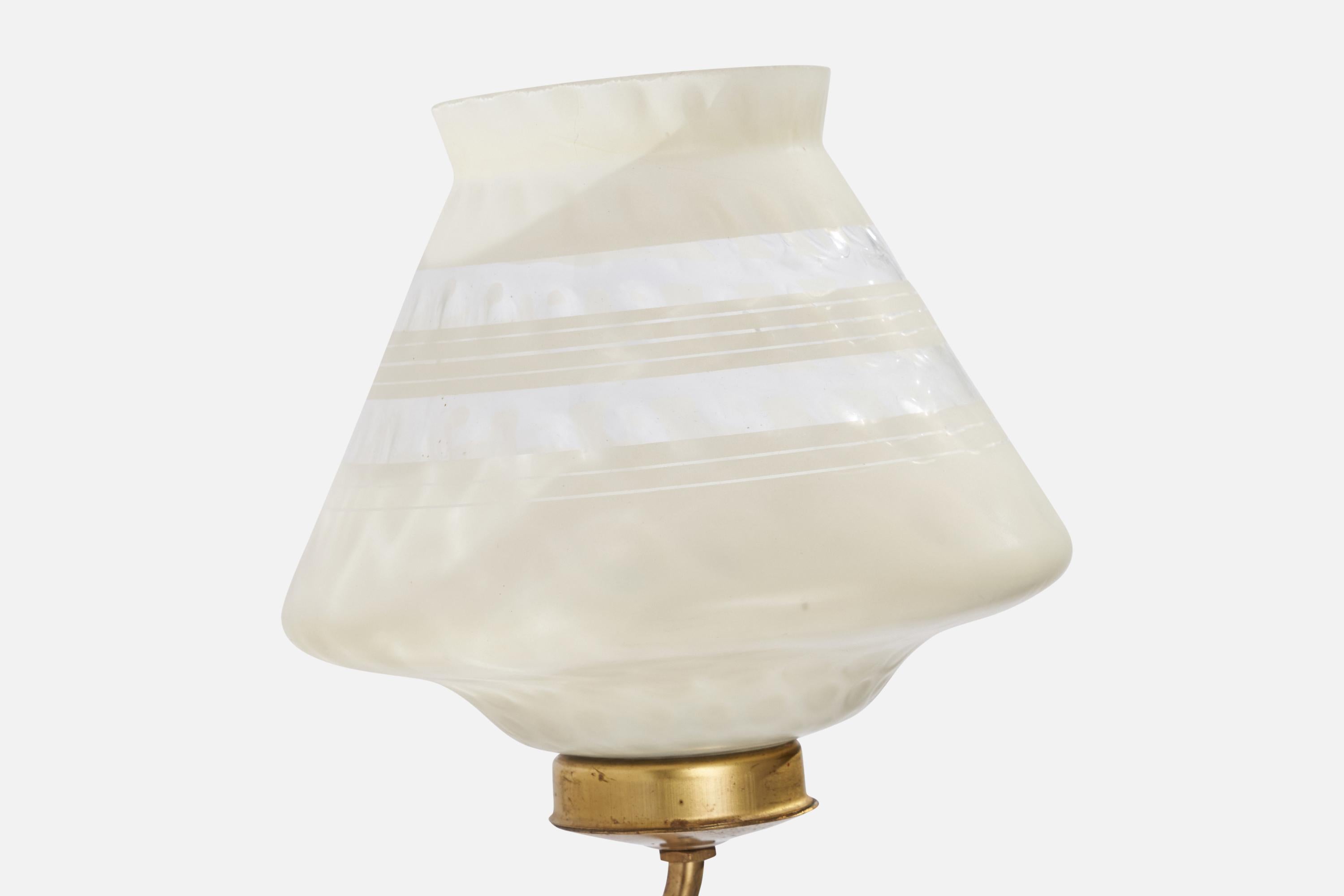 Swedish Designer, Wall Lights, Brass, Glass, Sweden, 1940s For Sale 4