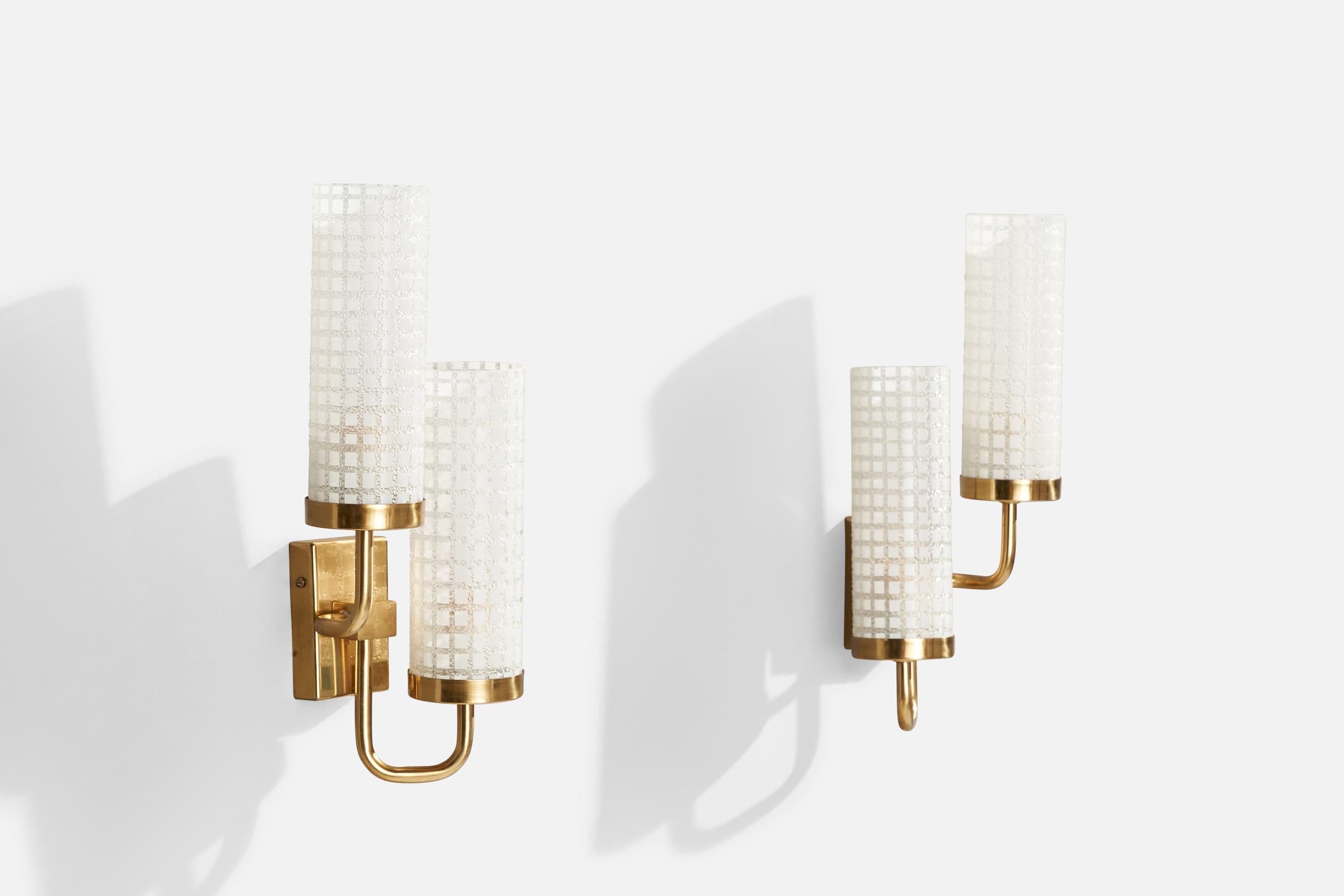 Scandinave moderne Design/One, Lights, laiton, verre, Suède, années 1950 en vente
