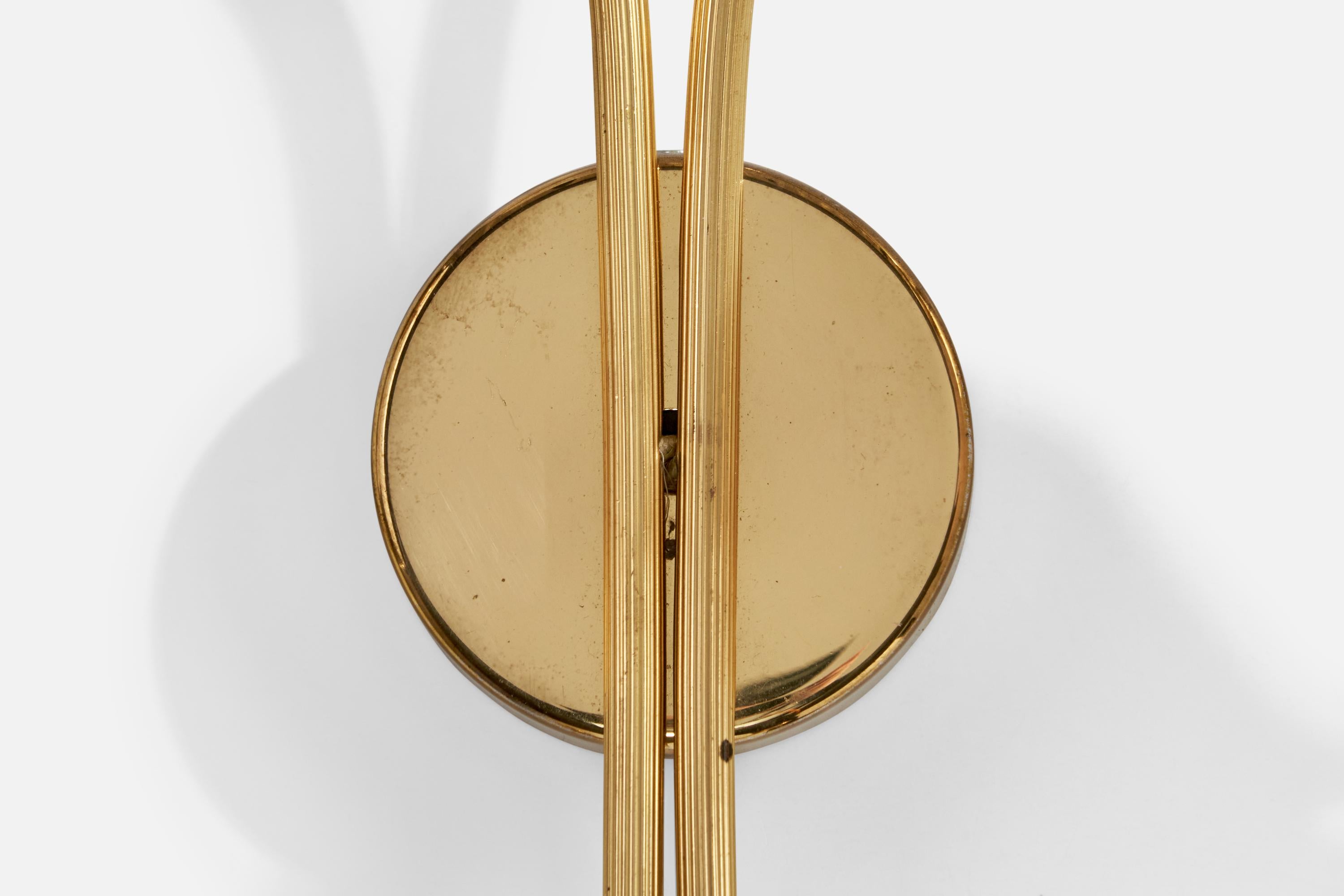 Swedish Designer, Wall Lights, Brass, Glass, Sweden, 1950s For Sale 4