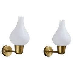 Diseñador sueco, Apliques, Latón, Vidrio, Suecia, Años 50