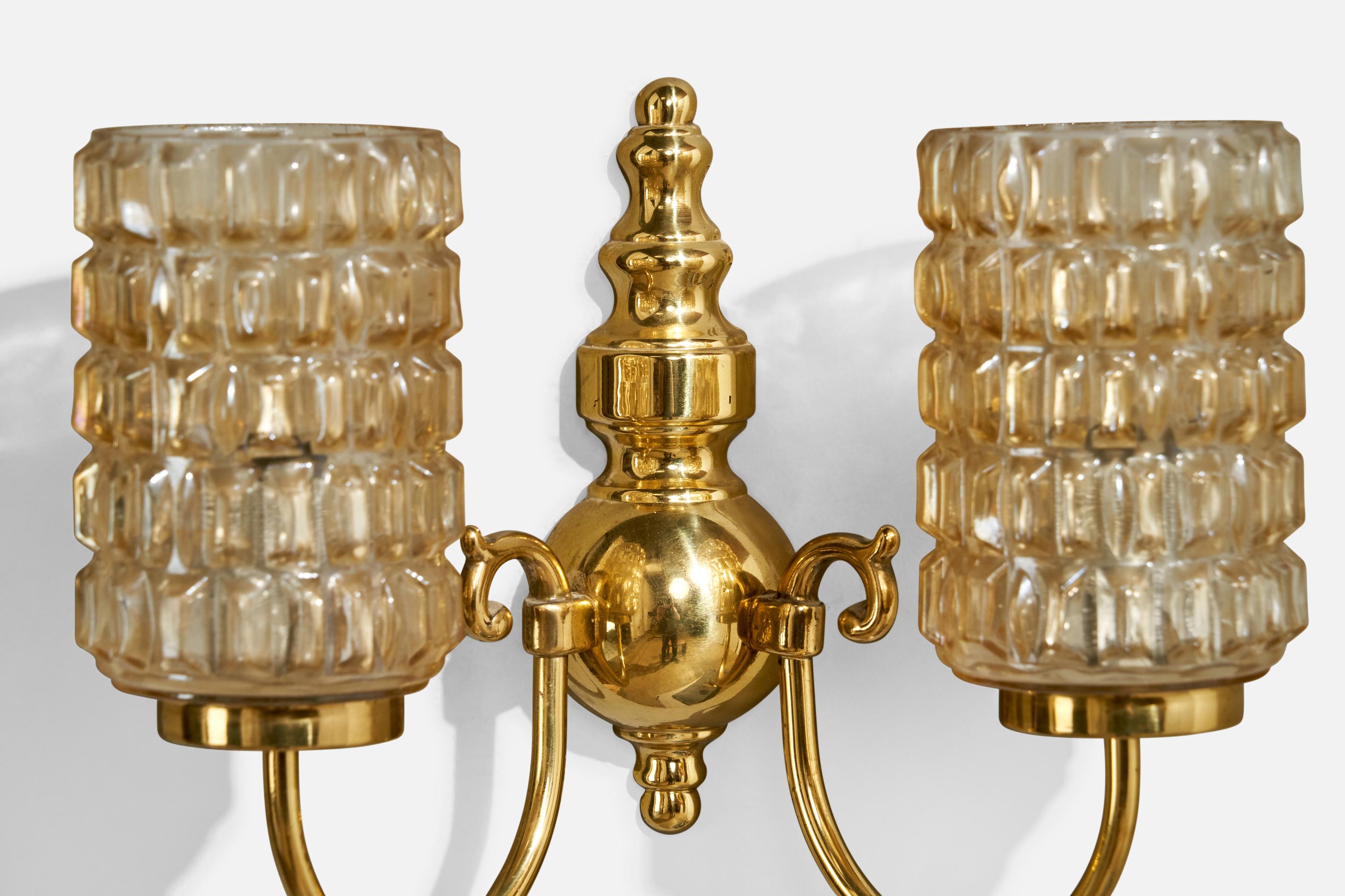 Laiton Design/One, Lights, laiton, verre, Suède, années 1960 en vente