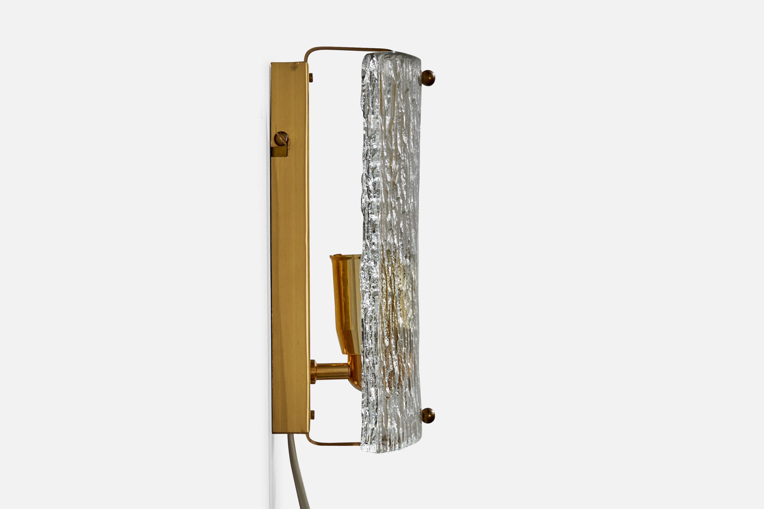 Swedish Designer, Wall Lights, Brass, Glass, Sweden, 1970s For Sale 2