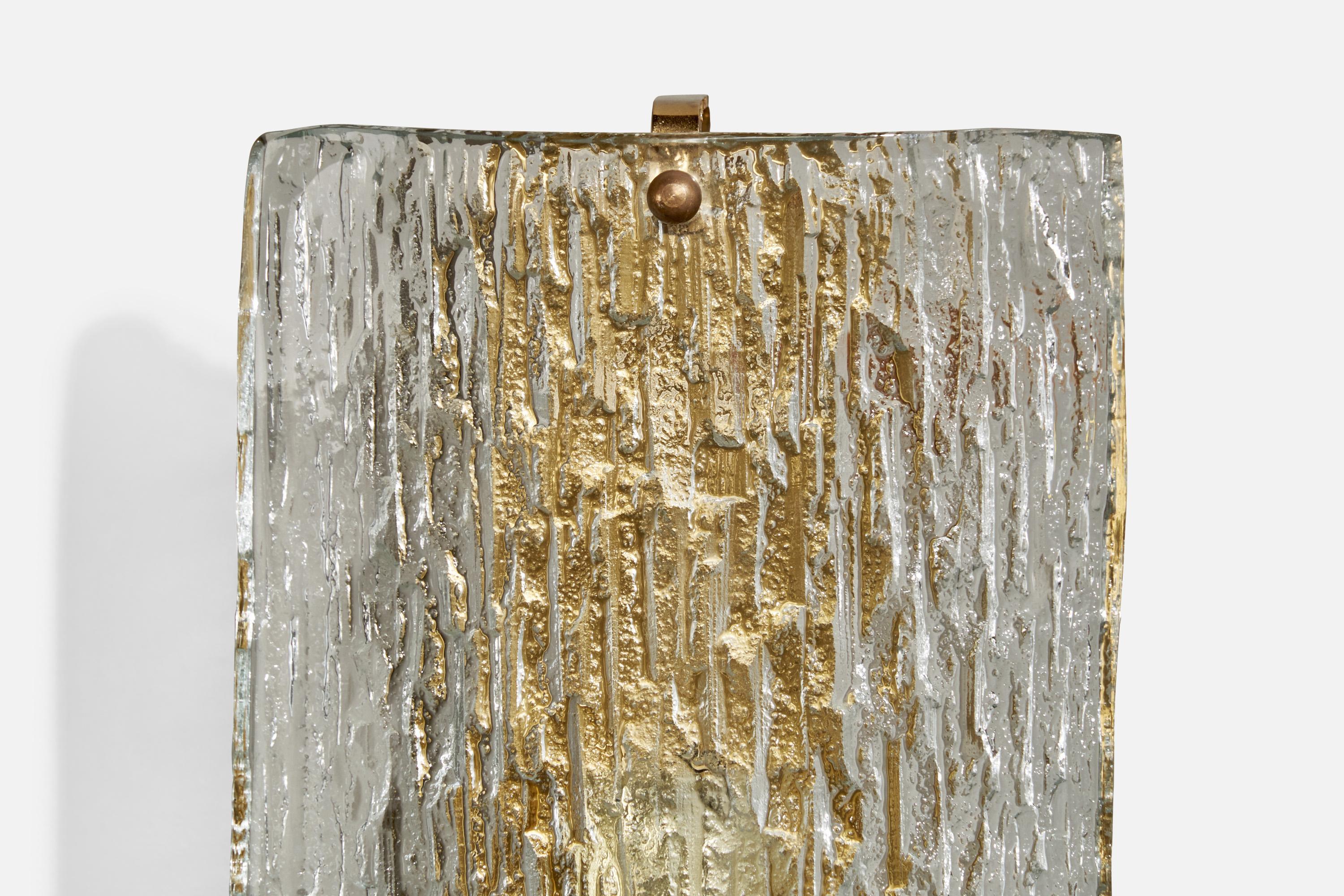 Swedish Designer, Wall Lights, Brass, Glass, Sweden, 1970s For Sale 4