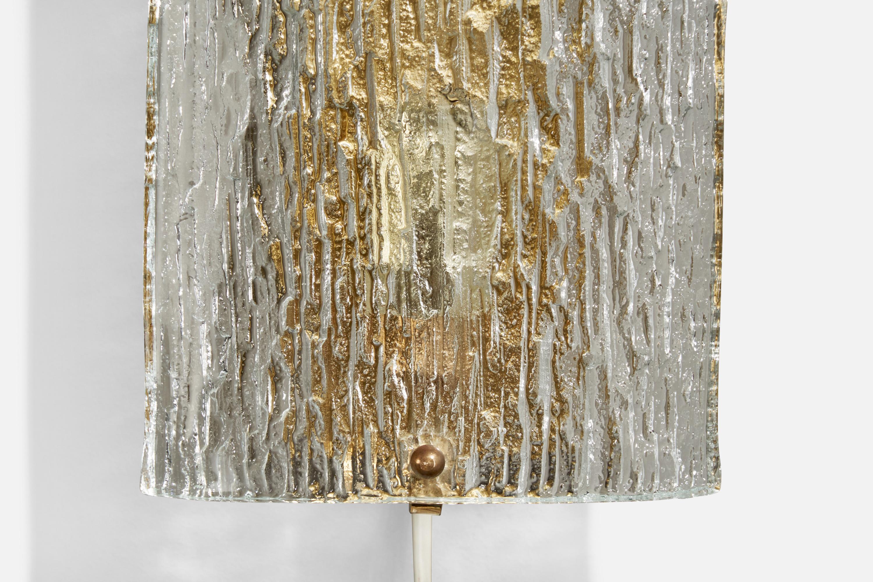 Swedish Designer, Wall Lights, Brass, Glass, Sweden, 1970s For Sale 5