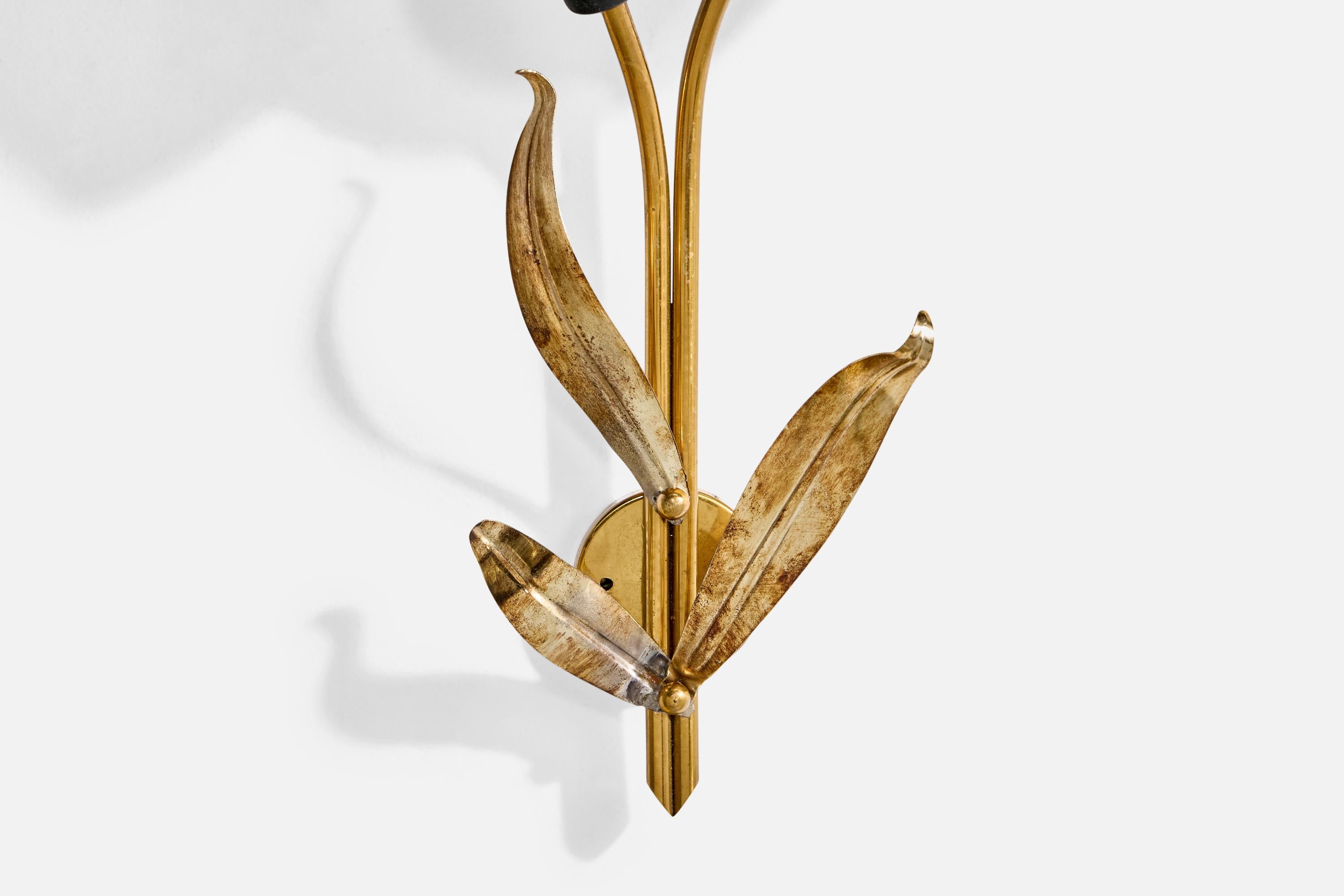 Swedish Designer, Wall Lights, Brass, Metal, Fabric, Sweden, 1950s For Sale 3