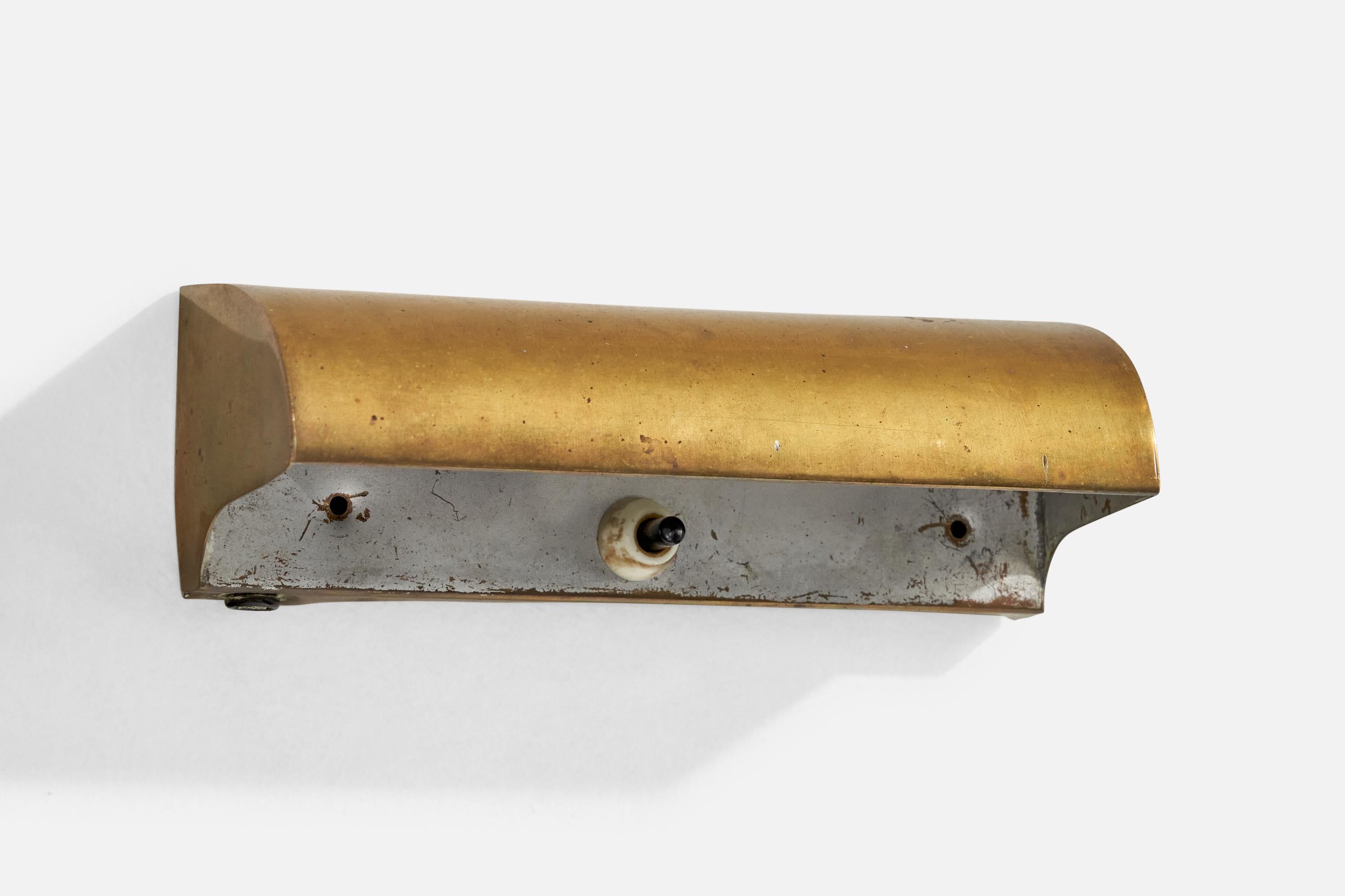 Swedish Designer, Wall Lights, Brass, Metal, Sweden, 1940s In Good Condition For Sale In High Point, NC